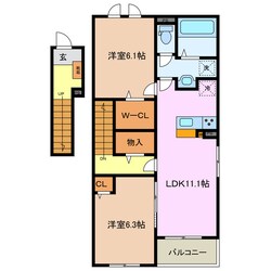 南四日市駅 徒歩8分 2階の物件間取画像